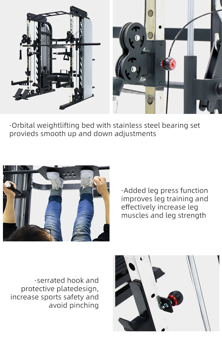 Multi-Functional Power Rack Pulley Smith Machine Commercial Fitness Equipment, 1000lb Capacity, Smith Machine Functional Trainer